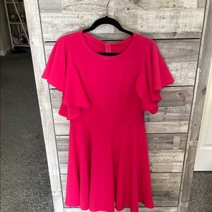 Vibrant Pink Flutter Sleeve Dress